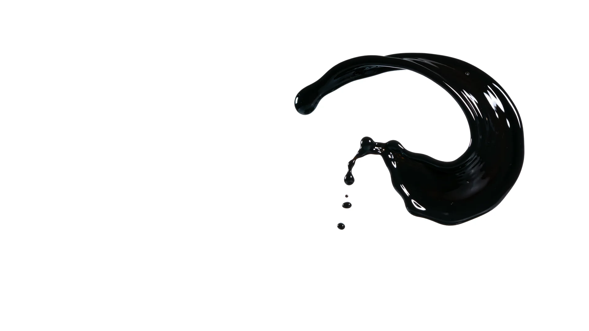 A single stroke of black ink curling on white.