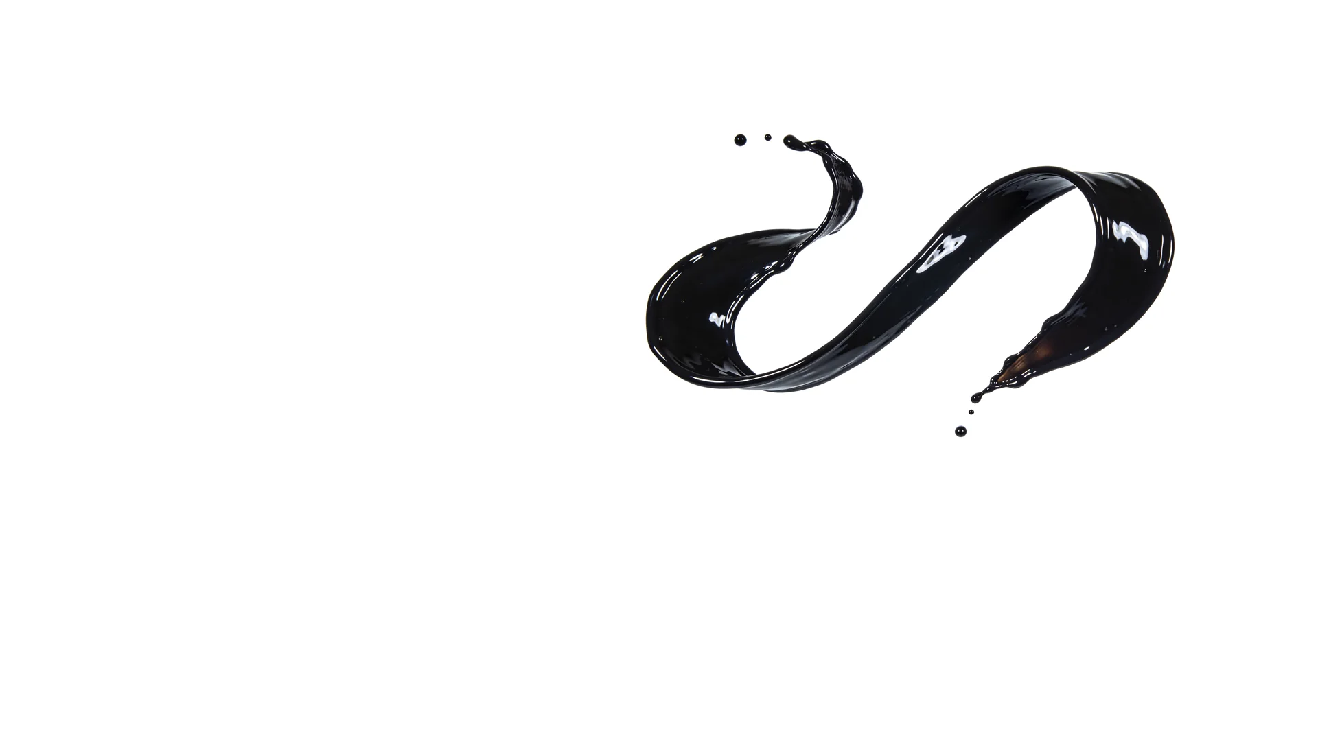 A ribbon of black ink folding in mid-air.