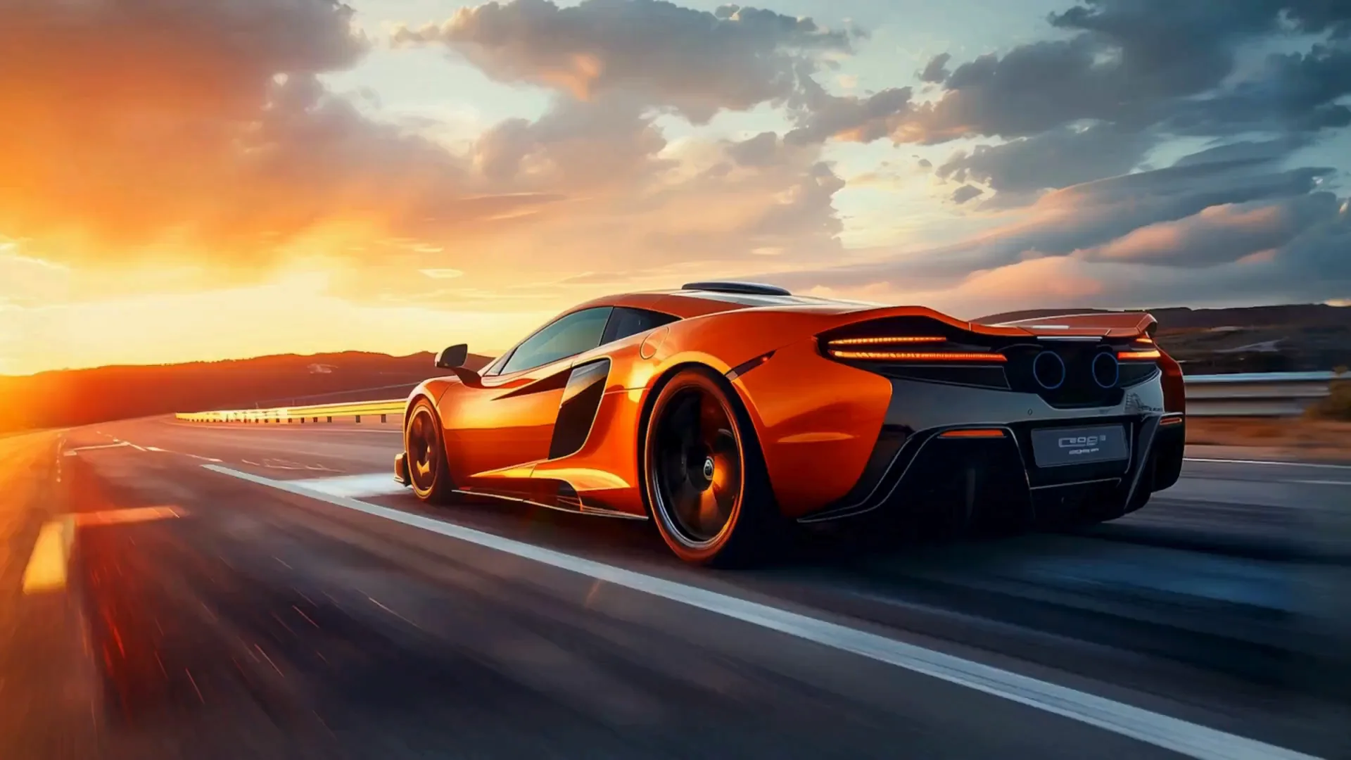 A sports car at speed on an open road at sunset — a frame from Linx Auto, a site in our collection.